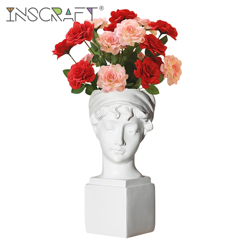 Chic Resin Artemis Sculpture Flower Vase Artist Statue Makeup Brush Holder Desktop Pen Pencil Cup