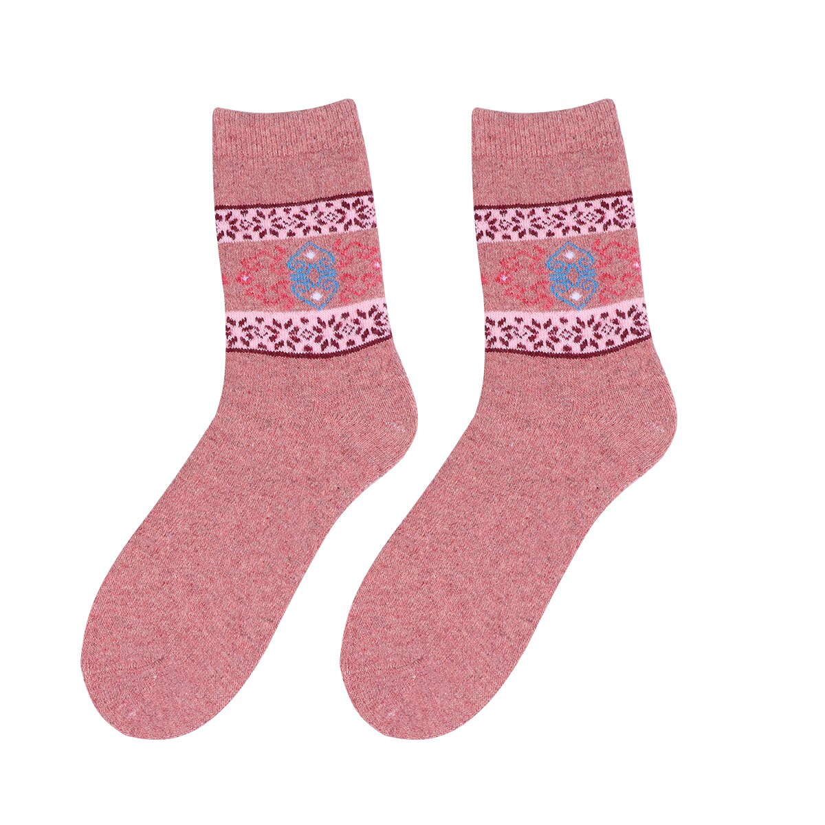 1 par kvinder uldsokker varme vinter tykke sokker tegneserie sokker (tilfældig farve, mønster 2): Billede 1