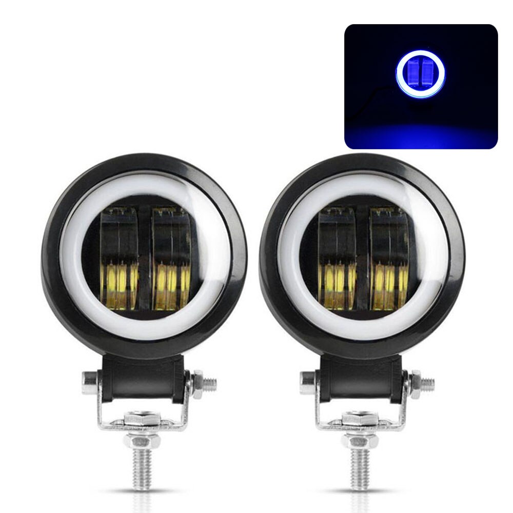3INCH 20W LED WORK LIGHT SPOT DRIVING FOG LIGHTS HEADLIGHT CAR SUV BOAT WAGON PICKUP CAMPER MOTORCYCLE 12V 24V AUXILIARY LIGHT: 2x ROUND WHITE BLUE