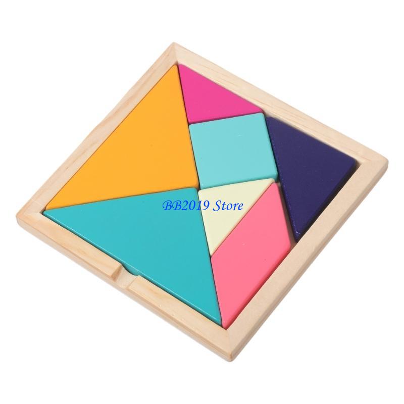 Q0kb wooden puzzles, colorful tangram puzzle board, cutting puzzle, toddler, baby, educational sorting game, preschool age