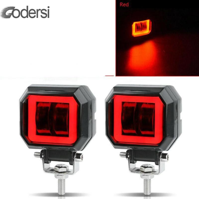 3 Inch Led Work Light Bar Frog Lamp Headlights Work Light For Suv Dsl Atv Suv Red Halo Off-road 4WD 12V 24V 6000K