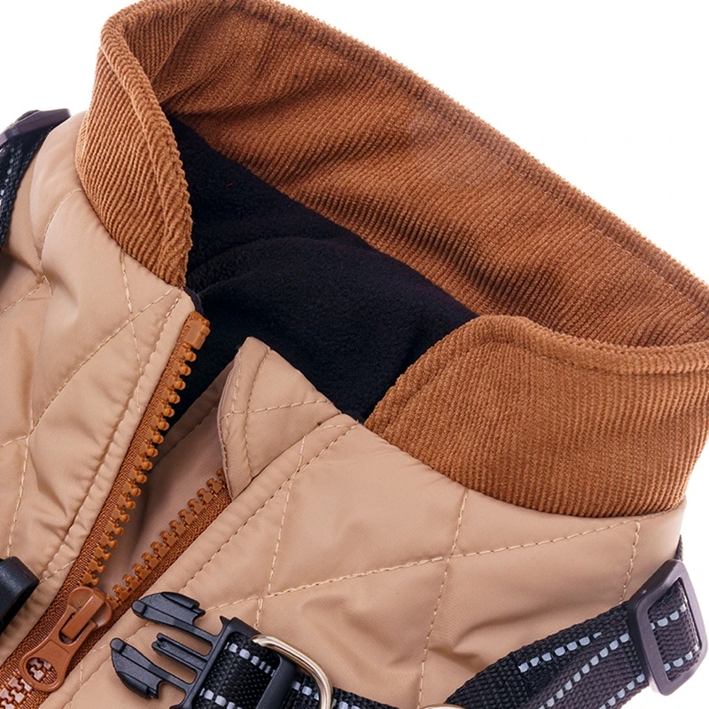 Wasserdichte warme Hundejacke mit Geschirr, Winter-Hundekleidung, französischer Bulldoggenmantel, Chihuahua-Haustierkostüm für kleine und mittelgroße Hunde