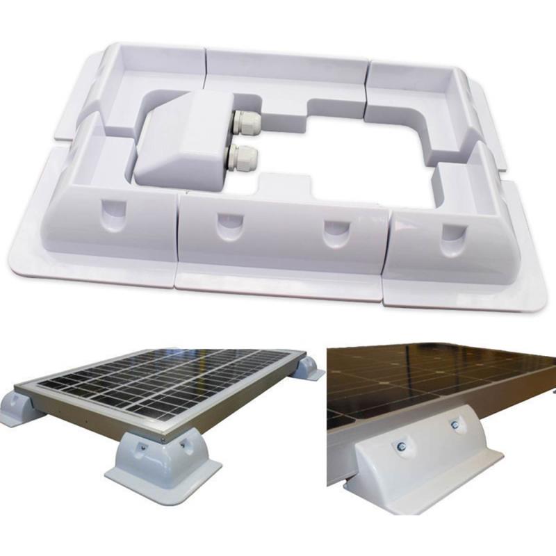 OBLLAR Kit Support Montage Panneau Solaire 6pcs ABS - Angle Et Latéral Sans Perçage Pour RV, Caravane, Camping-Car, Bateau (Blanc)