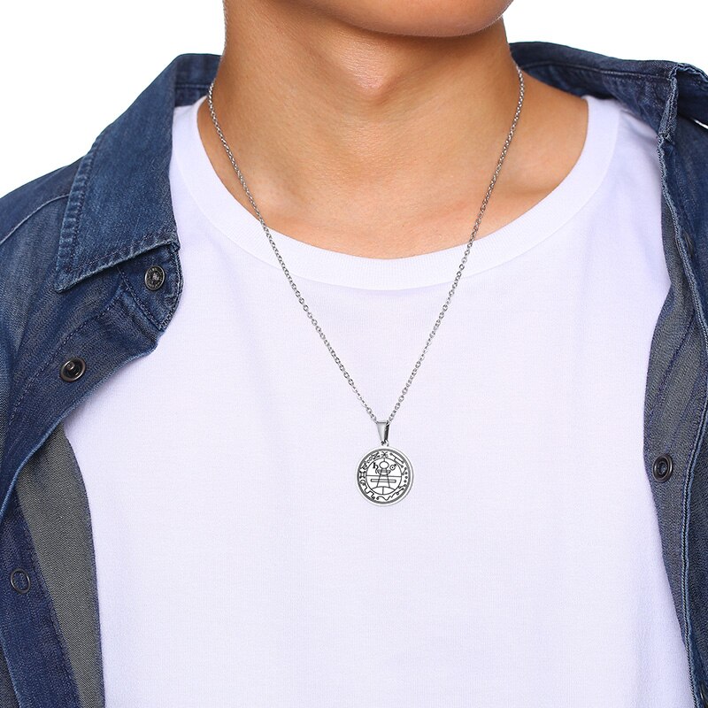 Vnox Rijkdom Fortune Amulet Pendnat Talisman Secret Zegel Van Solomon Unisex Kettingen Rvs Anti Allergie Casual Sieraden