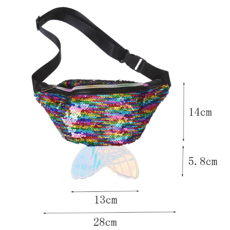 Bolso para mujer de 14x28cm con cola de pez, bandolera Diagonal, cinturón, bolsa de pecho, bolsa de cadera, Bolso pequeño