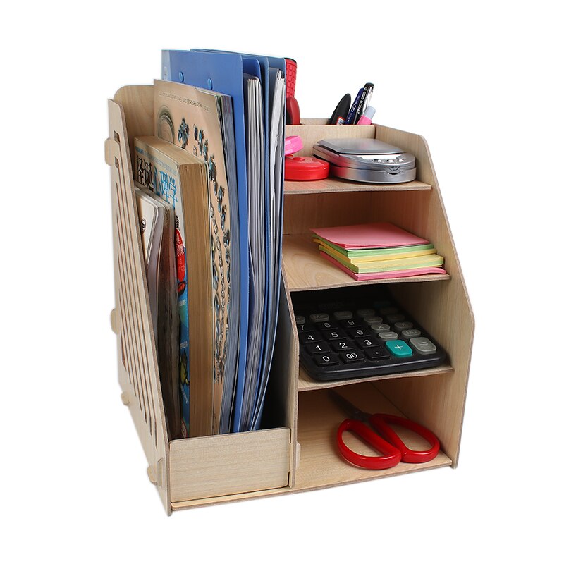 Coloffice creative 1pc lyserøde træ bogstøtter multifunktionelt kontor desktop opbevaringsboks datastativ skolekontor arrangør forsyninger