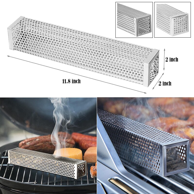 G.a HOMEFAVOR – boîte de fumeur en bois pour Grill, trou en acier inoxydable, générateur de fumée froide, boîte personnalisée pour BBQ