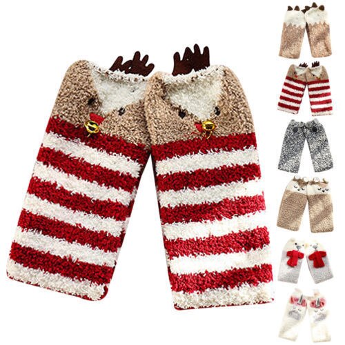 Medias de dibujos animados para bebés y niños, niñas y bebés, medias de arco de princesa para niños, hasta la rodilla abrigadas medias de algodón, pierna apretada 1-5Y: striped red deer