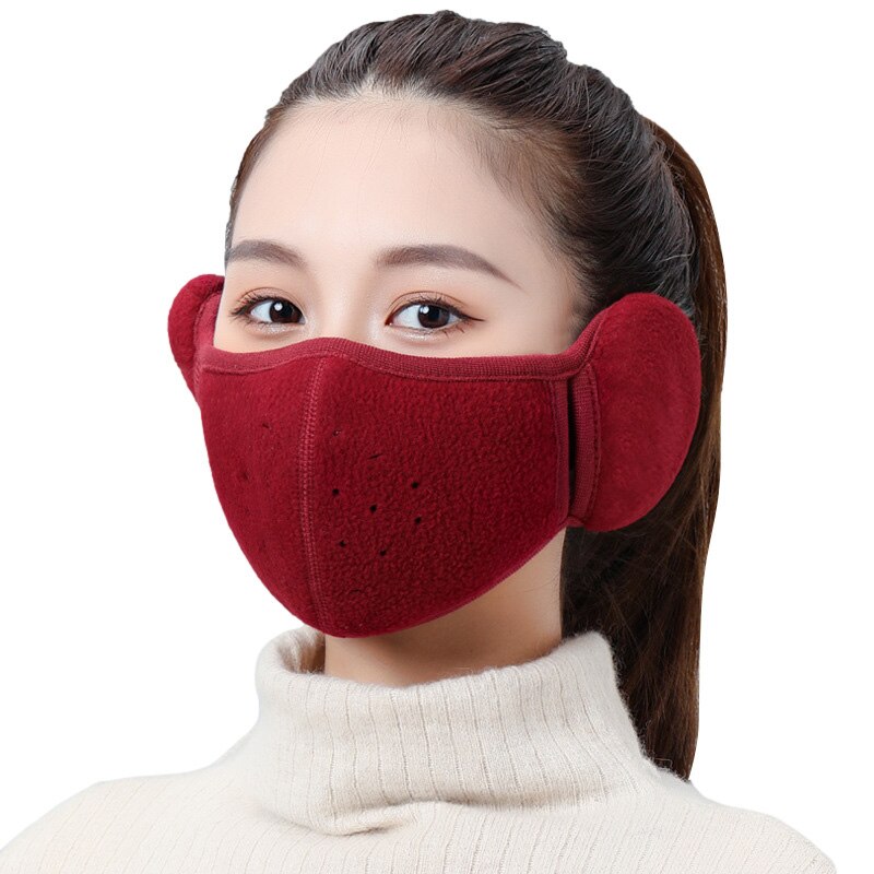 Winter Unisex Breathable Holes Mask Cold-Proof Thermal Mask Earmuffs Two-In-One Wrap Band Ear Warmer Outdoor Riding Ear Muff