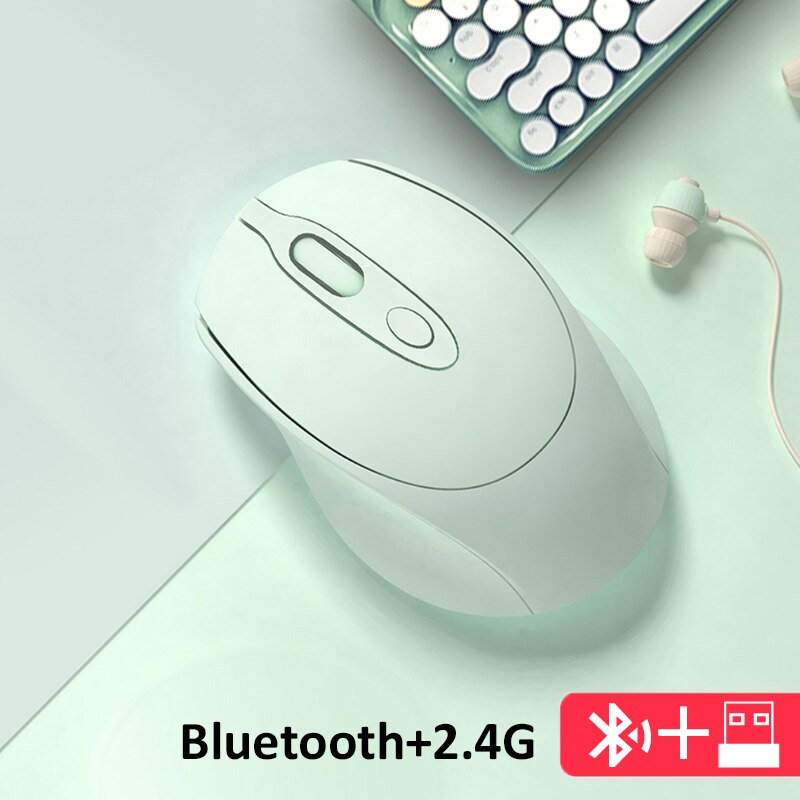 Trådløs mus genopladelig bluetooth mus støjfri mus wifi mus usb mus ergonomisk mus til pc desktop laptop tilbehør: Bluetooth grøn