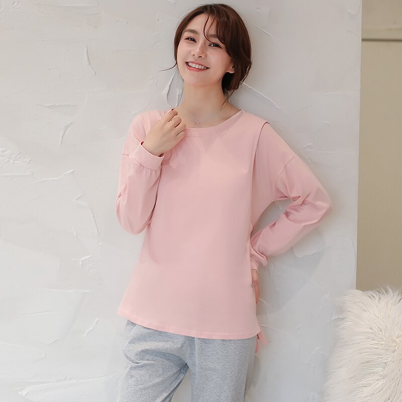 automne maternité soins infirmiers pyjamas ensemble T-shirt et maison pantalon chemise de nuit pour femme enceinte vêtements de maternité 6619