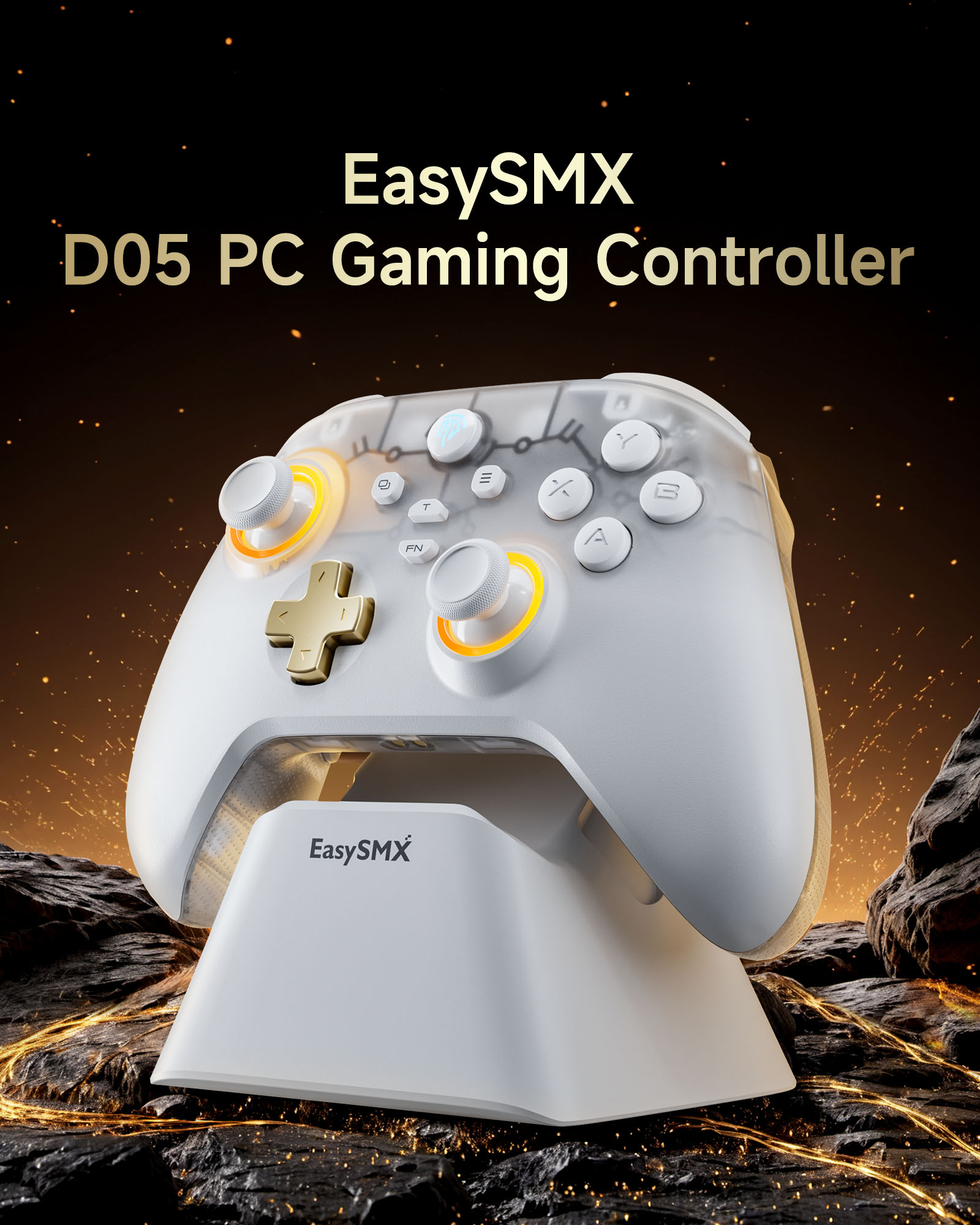 EasySMX D05 Wireless Gamepad with Charging Dock RGB Hall Effect Joysticks Game Controller for PC Nintendo Switch TV Phone