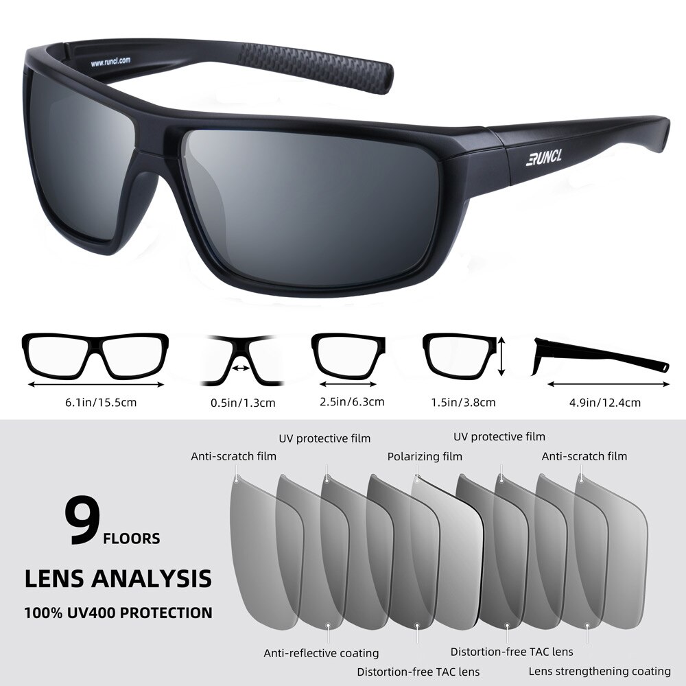 RUNCL Polarized Floating Sunglasses Sports Fishing Glasses for Men Women Outdoor Cycling Camping Driving Surfing