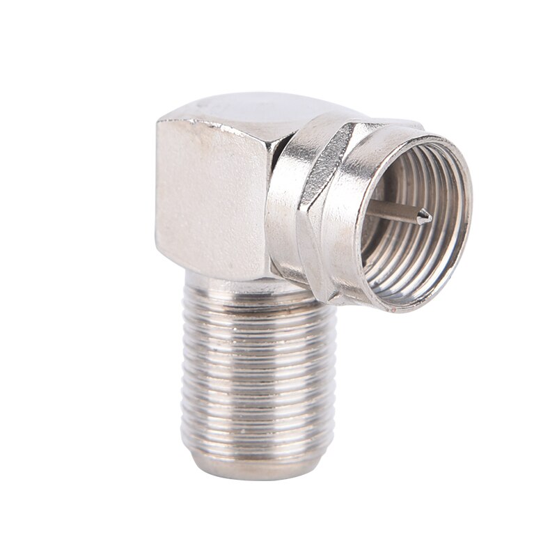 2 uds. Conector de clavija de antena aérea de TV de 90 grados adaptador de ángulo recto enchufe al Cable coaxial Cable tipo F macho a hembra