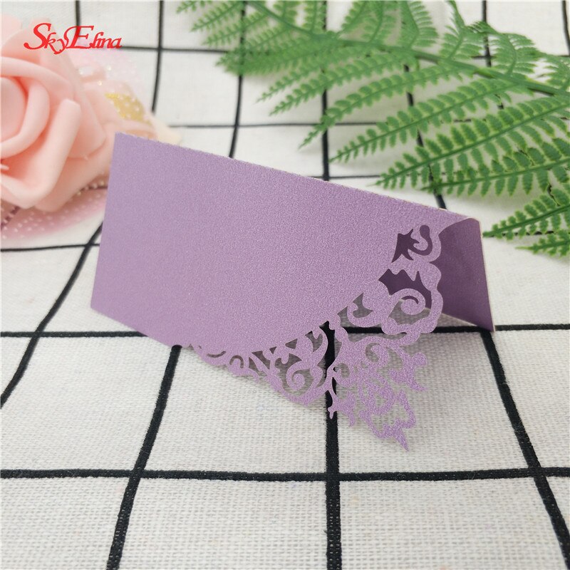 50pcs Wedding Party Table Name Place Cards Chic Pearlescent Lace Favor Message Setting Card Wedding Birthday Supplies 7ZSH870
