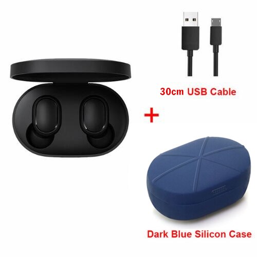 Xiaomi Redmi Airdots 2 TWS auriculares inalámbricos Bluetooth 5,0 auriculares estéreo con micrófono manos libres Control AI: Navy blue case cable