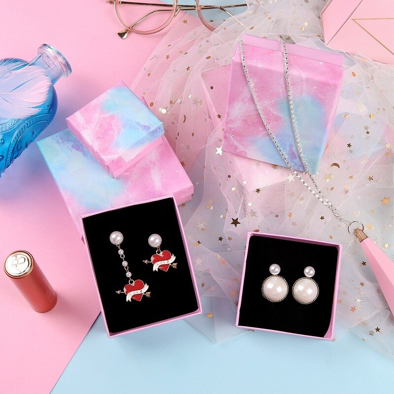 Présentoir en papier coloré, boîte d'emballage pour bijoux, boucles d'oreilles, colliers, Bracelets, ornement