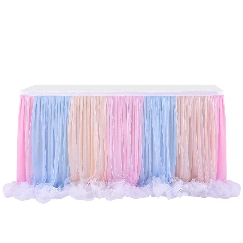 Long Thread Ribbon Table Skirt for Wedding Party Decoration
