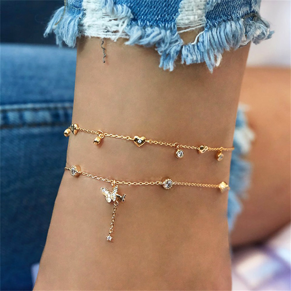 FNIO-Conjunto de tobilleras con dijes bohemios para mujer, pulsera de tobillo con luna y estrella en la pierna, cadena de pie, joyería de playa femenina