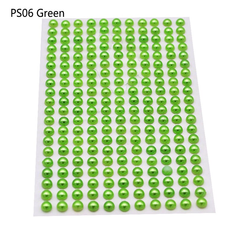 1Sheet 6mm Half-round Pearl Beads Self-Adhesive Rhinestone Crystal Acrylic Stickers DIY Multicolor Decals Scrapbook Stickers Gem: PS06