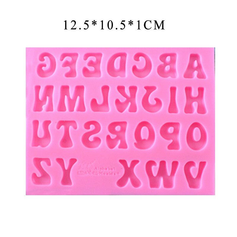 Moldes de arcilla para dulces 3D, herramientas de decoración de pasteles, molde de silicona, letras del alfabeto, mayúsculas, letras minúsculas: uppercase pink