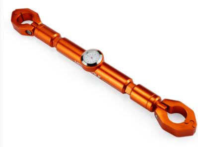 Multi-function motorcycle handlebar crossbar with clock/compass General motocross Aluminum alloy CNC balance handlebar crossbar: orange with clock