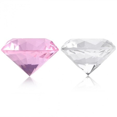 1pcs/2pcs Transparent Pink Diamond Nail Art Display 60mm Glass Crystal Hand Model Shoot Ornament DIY Salon Manicure Accessories: 2pcs