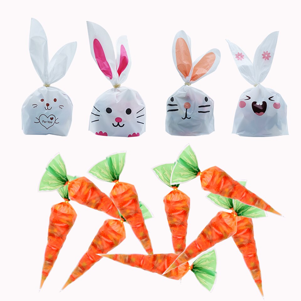 20PCS Easter Carrot Candy Bag Personality Translucent Bag Triangle Storage Box Wedding Table Decoration