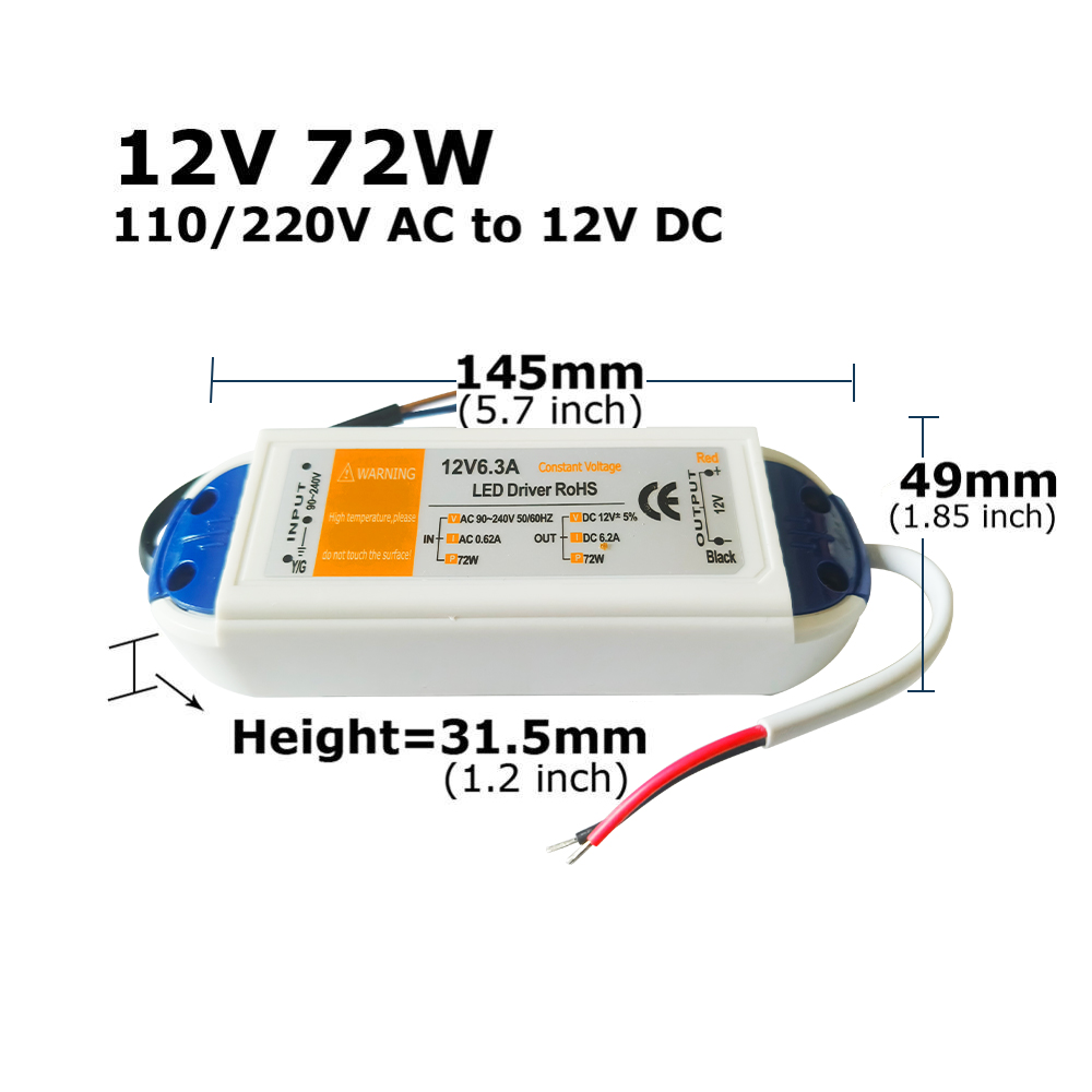 12 volt voeding 12v led driver 18w 28w 48w 72w 100w ac 110v 220v to 12v dc verlichtingstransformator adapter voor ledstrip cctv