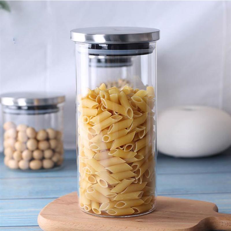 Transparent Glass Food Storage Box Dry Grains Food Storage Bottle Container Kitchen Organizers Sealing Storage Case Jars