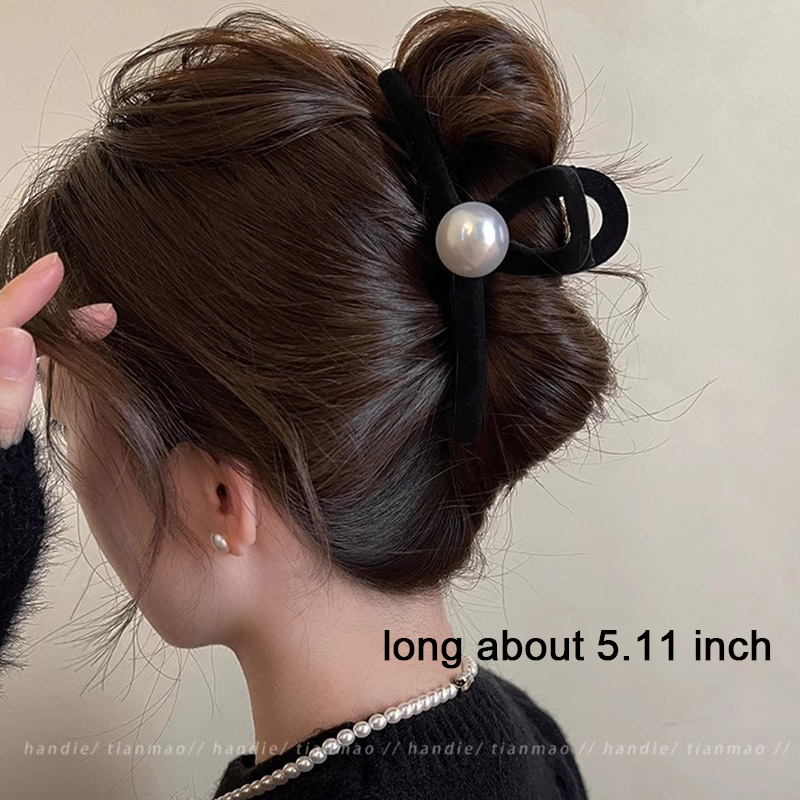 Pinzas para el cabello de perlas negras Vintage para mujeres y niñas, adorno de temperamento, pinzas simples, horquilla, accesorios para el cabello de: Verde