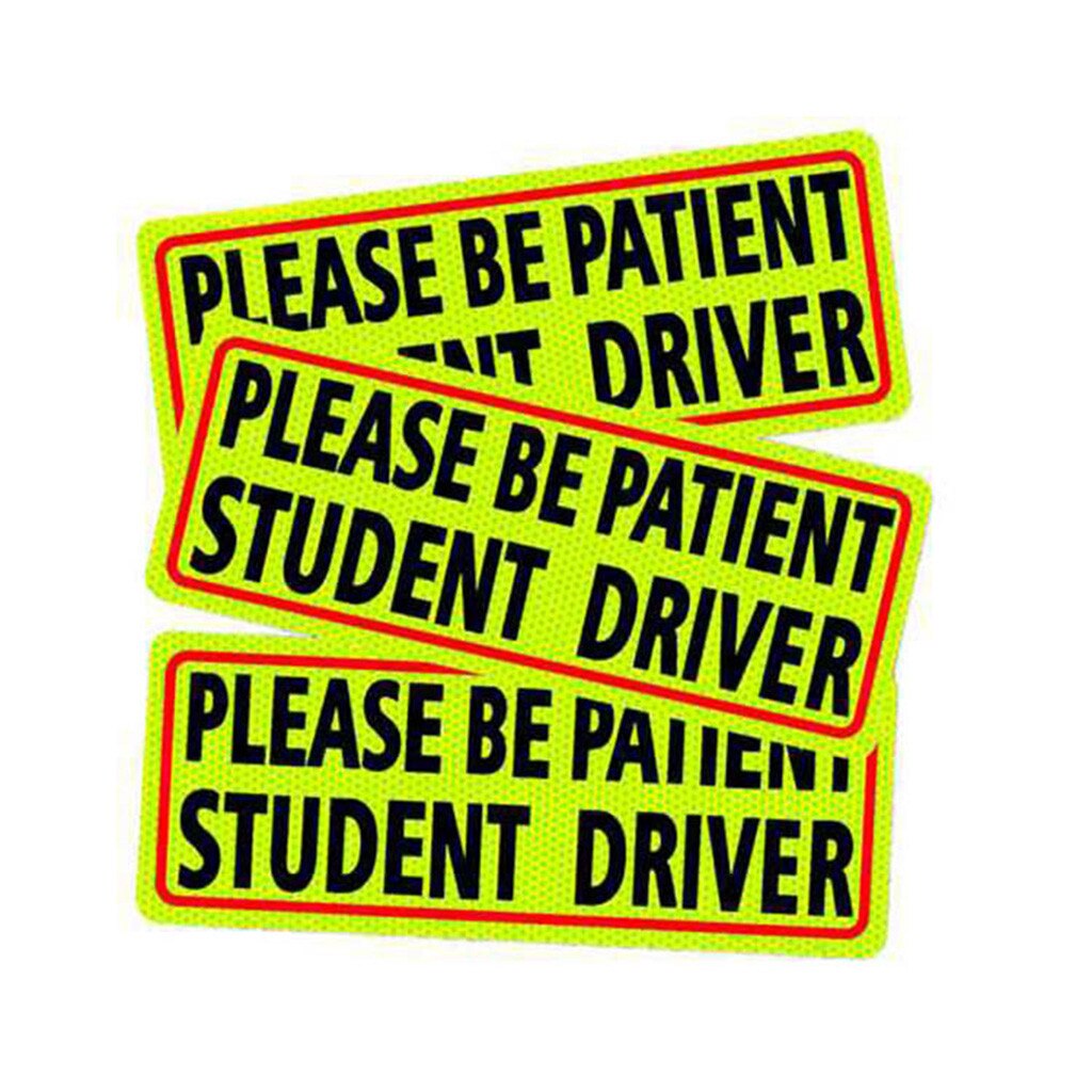 PLEASE BE PATIENT STUDENT DRIVER Student Car Sticker 3PC Car sticker Neon bright color attracts people's attention
