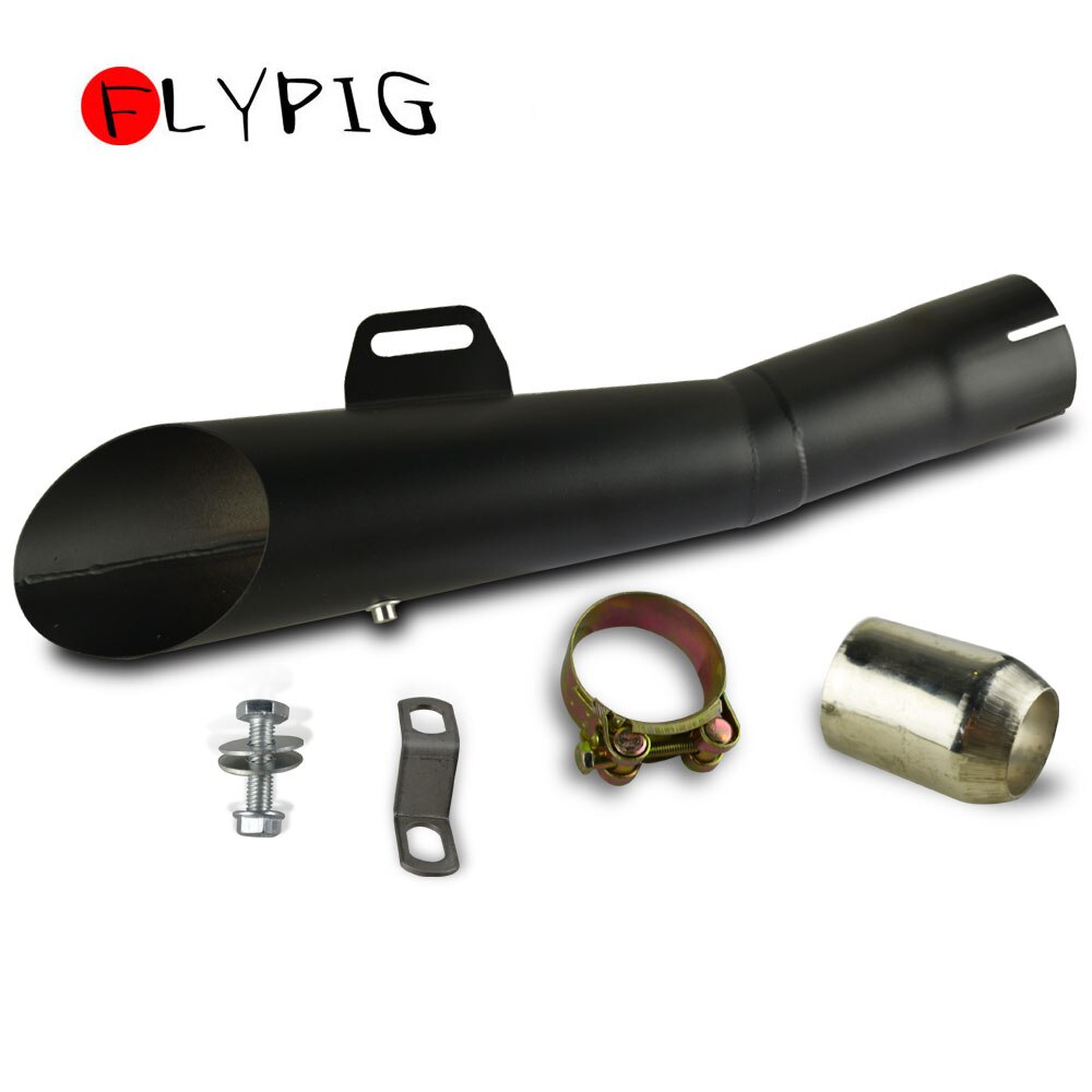 FLYPIG silenciador de escape Universal de acero inoxidable tubo de escape deslizante en 38mm-51mm motocicleta Dirt Street Bike Scooter ATV Quad: B Black 355mm
