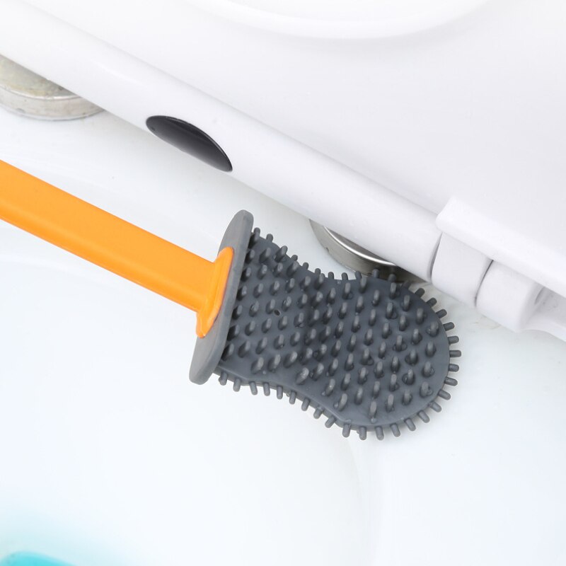 Silicone Shell-shaped Toilet Brush Toilet Without Dead Angle Cleaning Brush with Long Handle Wall Mounted Toilet Brush Holder
