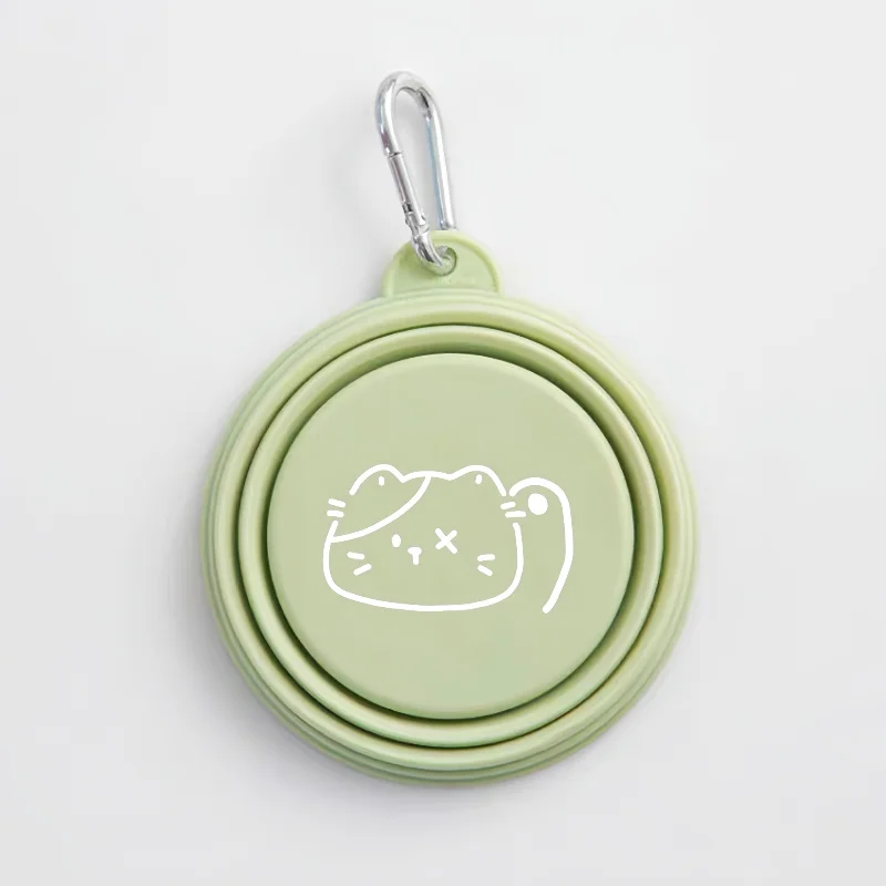 Dog Pet Folding Silicone Bowls 350ml/650ml Outdoor Travel Foldable Portable Cat Food Water Container Feeding Tray Bowls: green