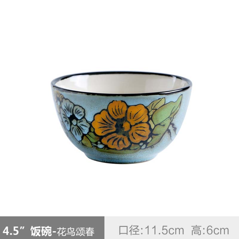 Japanse Keramische Kom Keramische Servies Keuken Soep Noodle Rijstkom 4.5 Inch Grote Ramen Kom Set Handgeschilderde Keramische kom: C