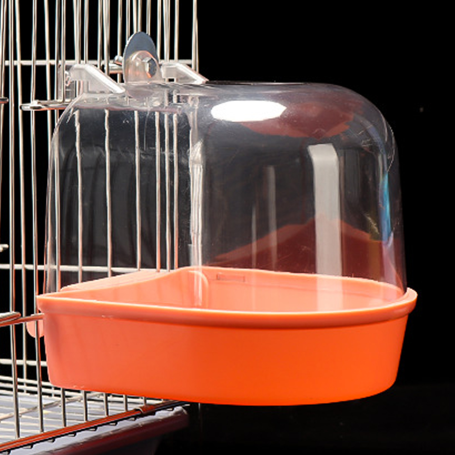 Caja de baño colgante para pájaros, jaula para periquitos, bañera, accesorios para jaulas de pájaros, bañera para mascotas, compañero canario, loros, suministros para pájaros: Rosa