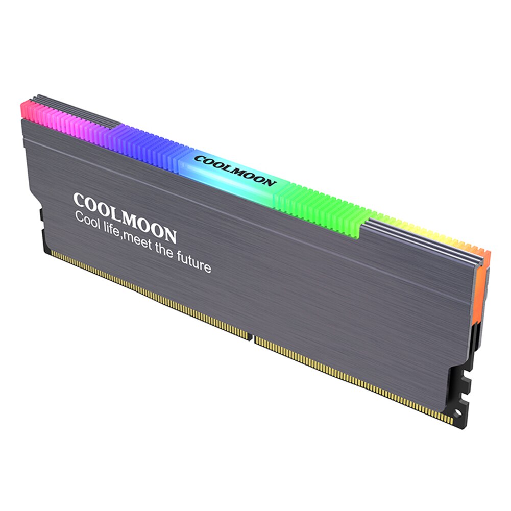 COOLMOON CR-D134S ARGB RAM Heatsink,Heat Spreader Cooler for Desktop PC,15v-3pin male / female interface,Support controller RGB: Gray