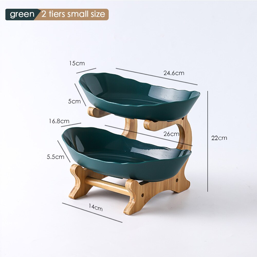 Plates dinnerware kitchen Fruit bowl with floors Luxury serving snack Table plates serve dessert trays wooden Tableware Dishes: 1 Set B1