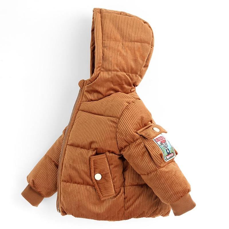 Winter Kinderen Warm Hooded Katoenen Jas Lange Mouw Glimlach Brieven Massaal Casual Down Bovenkleding Kinderkleding Kerstcadeaus