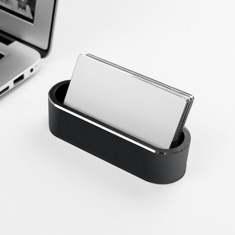 Metal Business Name Card Holder Aluminum Display Stand Rack Desktop Organizer
