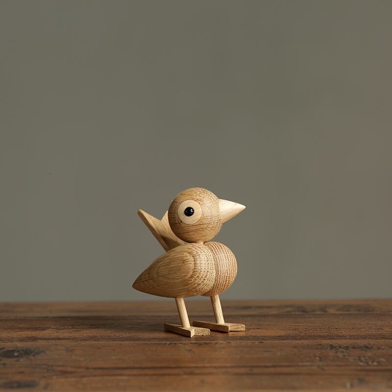 Denmark Nordic Style Wood Sparrow Bird Ornaments American Puppet Wooden Play Room Study Desktop Accessories: Default Title