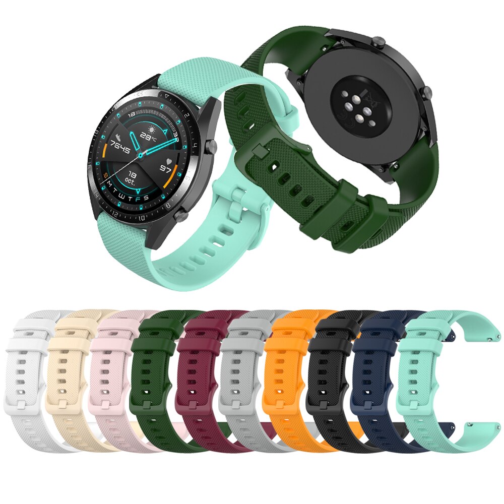 Ren farve blød 20mm/22mm smart urrem til huawei watch  gt2 42mm/46mm silikone erstatningsarmbånd til æremagi