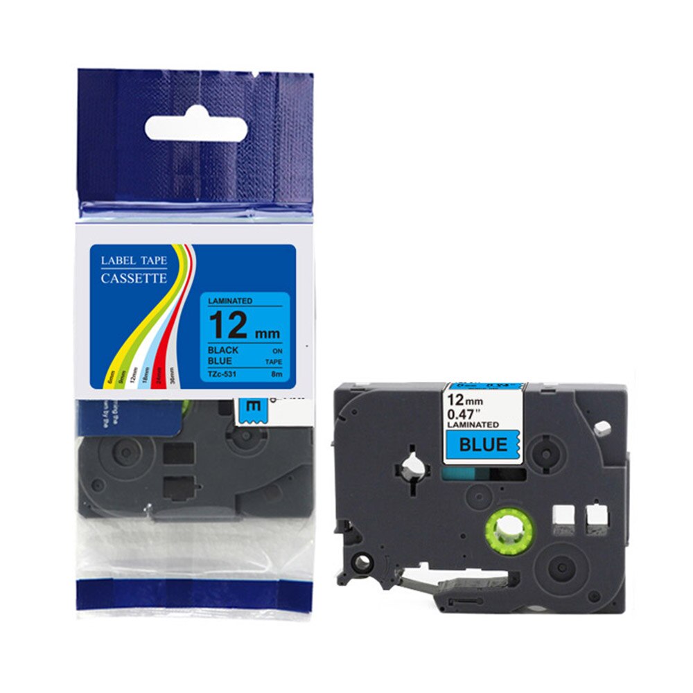 JIANYINGCHEN 2PCS compatible color tze label tape Brothers p-touch printers Tze231 Tze-231 12mm for label printer: black on blue