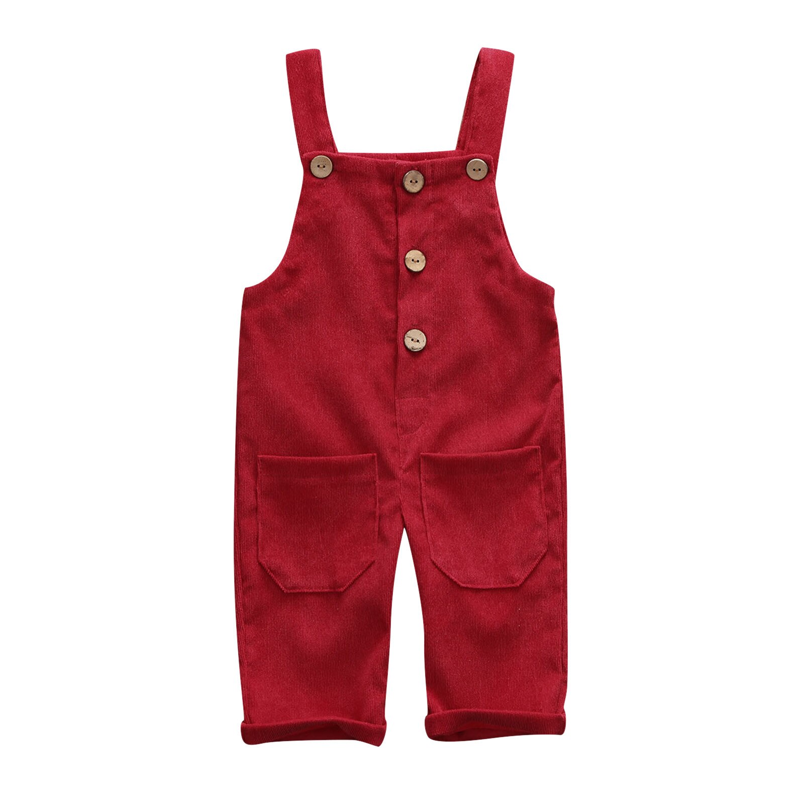 Toddler Kids Overalls Harem Pants Suspender Pants With Pockets Romper Baby Girl Boy Clothing Overalls Oc6: Red / 3-4 Years