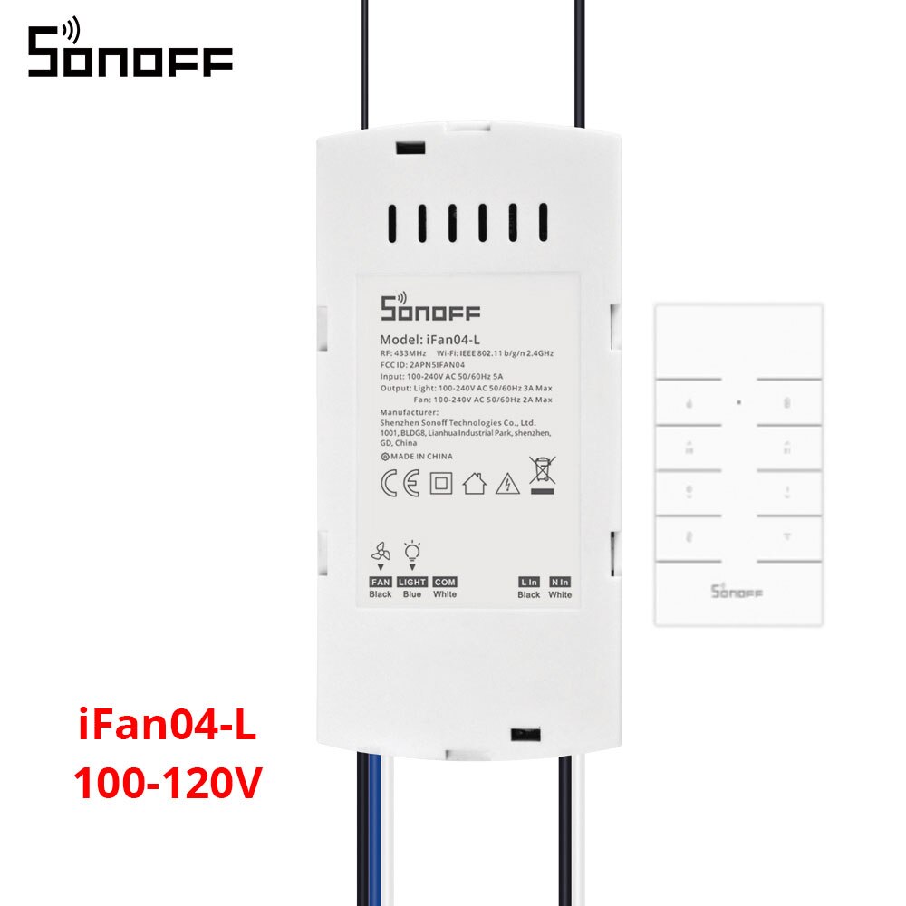 SONOFF-interruptor inteligente Itead iFan03/iFan04, controlador de luz y ventilador de techo, 433mhz, RF, Control remoto para casa inteligente: 110V iFan04-L