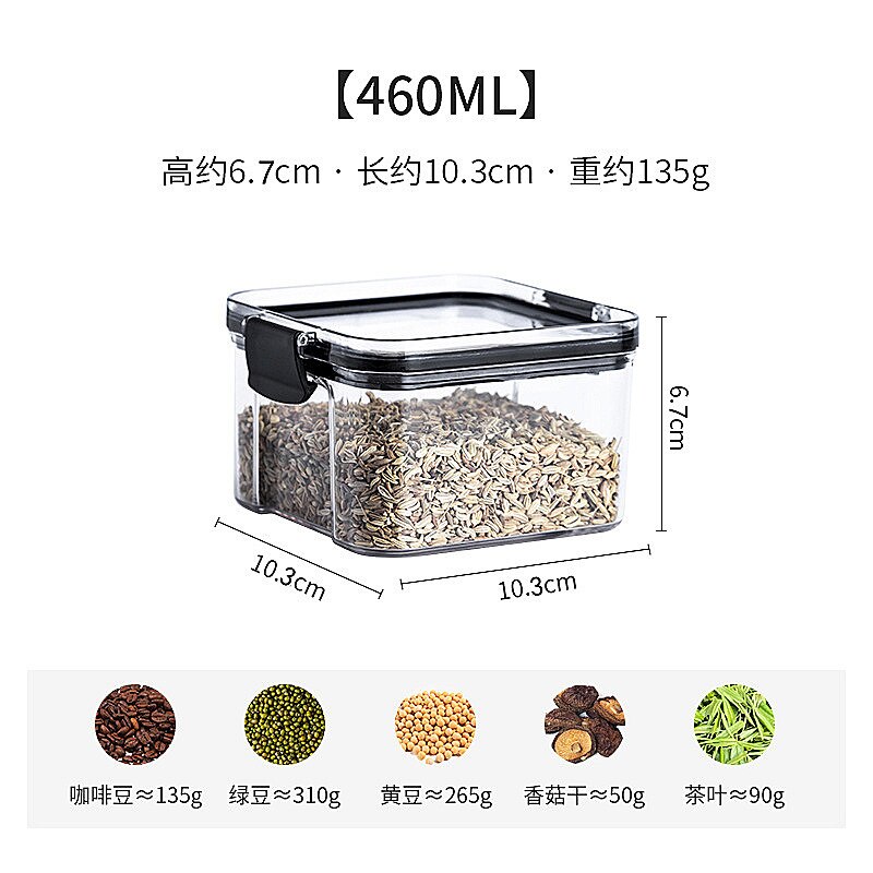 Küche Lagerung Container Snacks Bohnen Reis Nüsse Lebensmittel Lagerung Gläser Kunststoff Behälter Versiegelt Frische Lagerung Küche Liefert: transparent 460ml