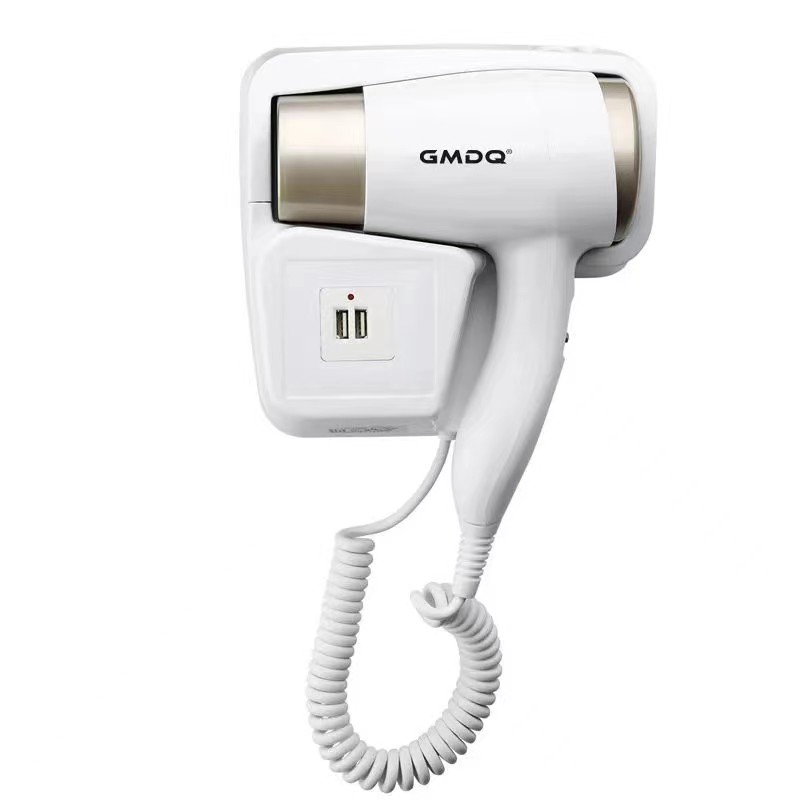 GMDQ secador de pelo de viento y frío, soplador eléctrico de iones negativos con soporte de enchufe, enchufe europeo negro, montaje en pared para baño y Hotel: Beige / KR