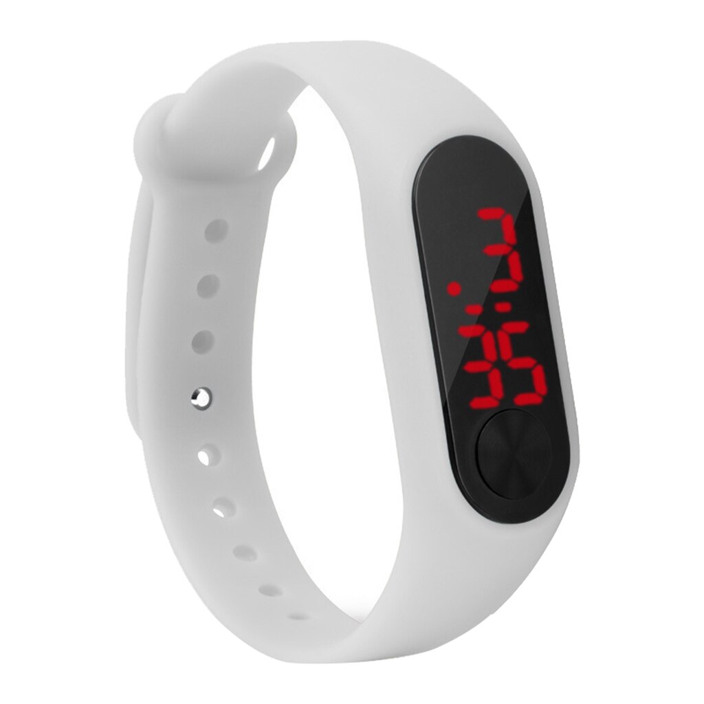 Siliconen horloge digitaal touchscreen led polshorloge siliconen band voor kinderen: Wit