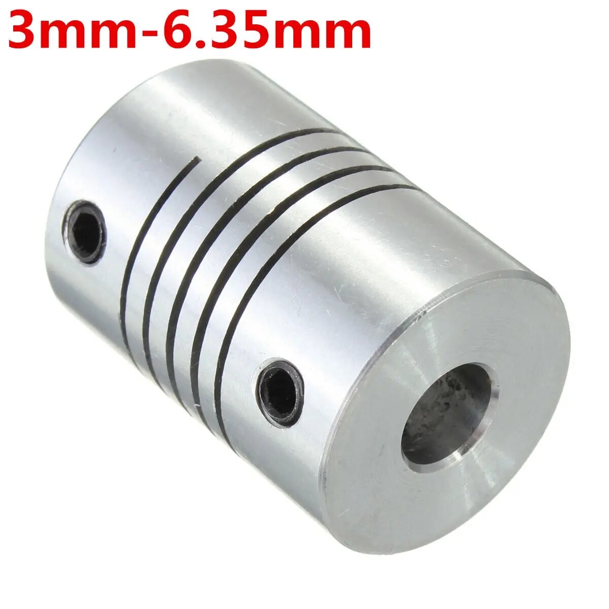 Justinlau Flexibele Askoppeling ID3/4/5/6/6.35/8Mm X OD19mm X L25mm Cnc Stappenmotor Koppeling Connector: 3mm-6.35mm